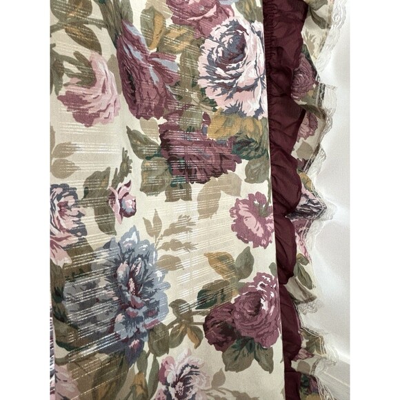 VTG Rose Ruffled Curtain Panels Romantic Victorian w/ Lace JC Penny Cottage Chic - Picture 3 of 11